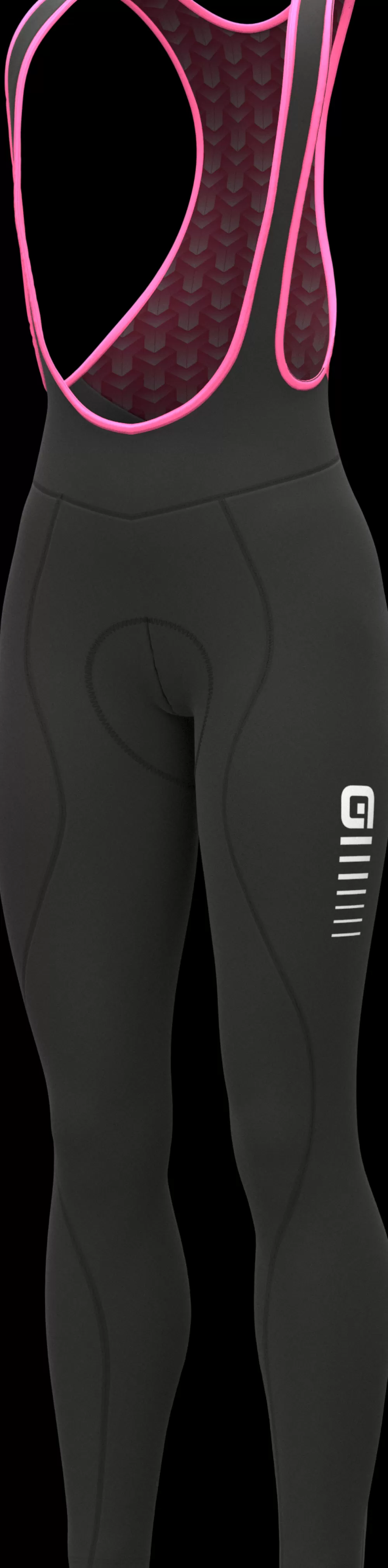 Alé Cykeltøj Til Kvinder | Cykelbukser | Solid Essential Dame Vinter Bibtights - Sort/Pink Black / White