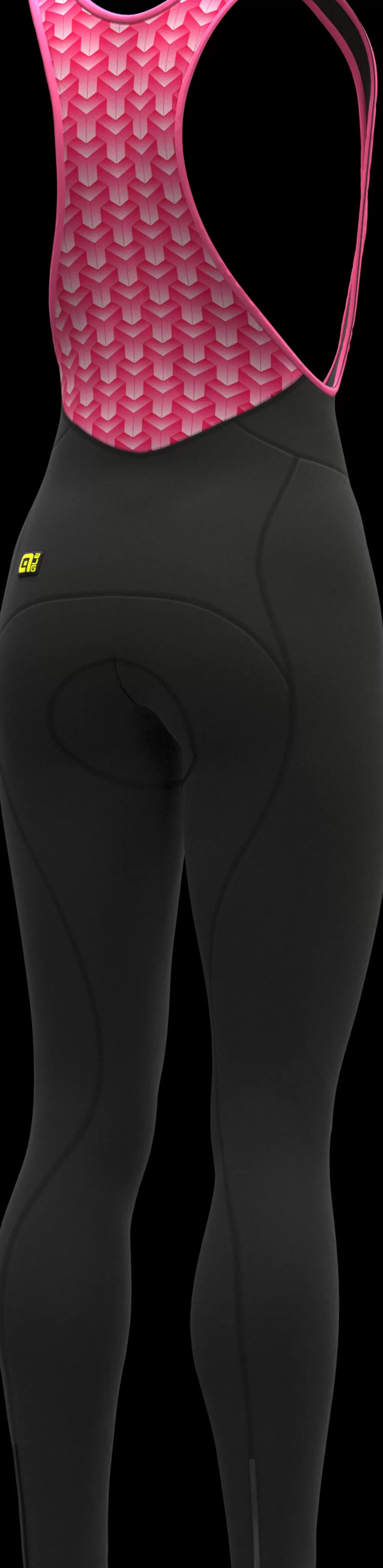 Alé Cykeltøj Til Kvinder | Cykelbukser | Solid Essential Dame Vinter Bibtights - Sort/Pink Black / White