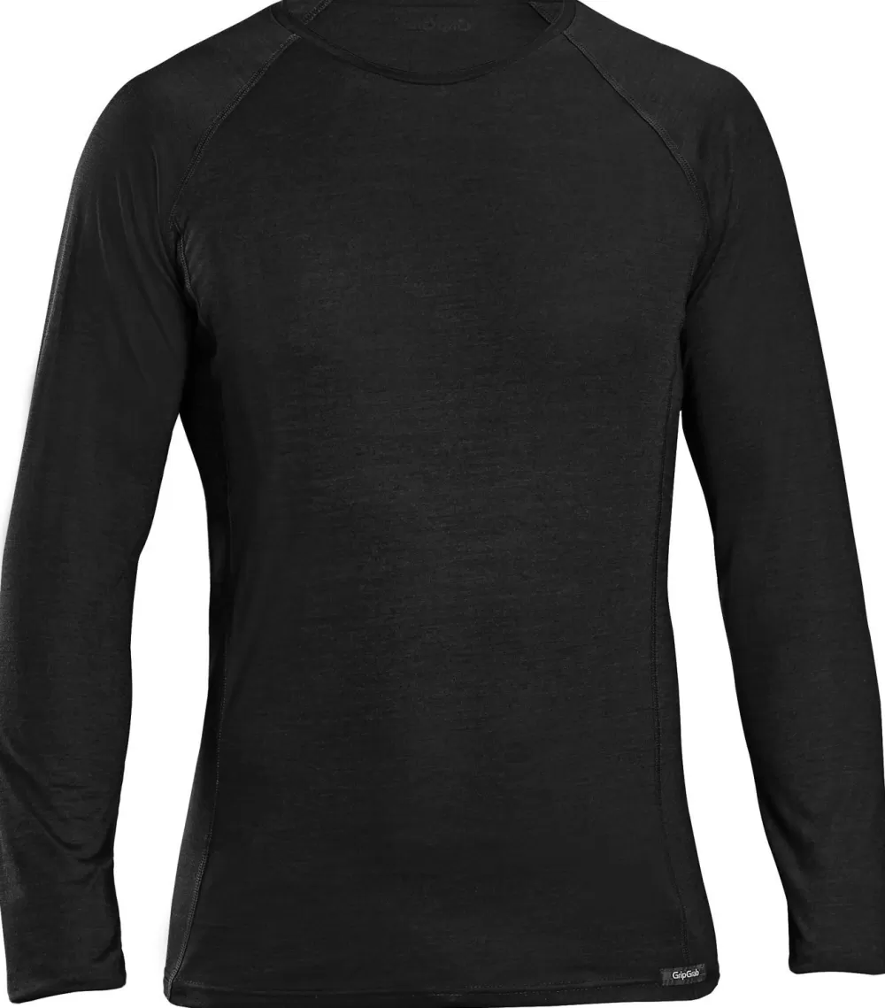 GripGrab Cykeltøj Til Herre | Cykeltøj Til Kvinder | Merino Polyfiber Langærmet Base Layer - Sort Black