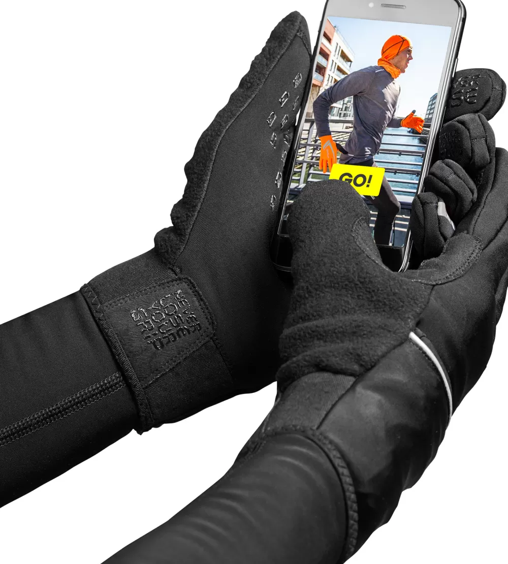 GripGrab Cykeltøj Til Herre | Cykelhandsker | Running Thermo Vindtæt Touchscreen Handske - Sort Black
