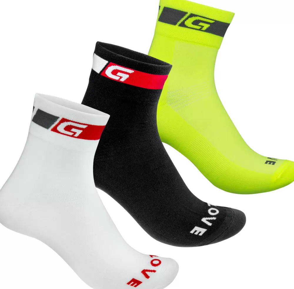 GripGrab Sokker | Cykeltøj Til Herre | Tricolore Regular Cut 3PACK - Gul/Sort/Hvid Black/White/Fluo Yellow