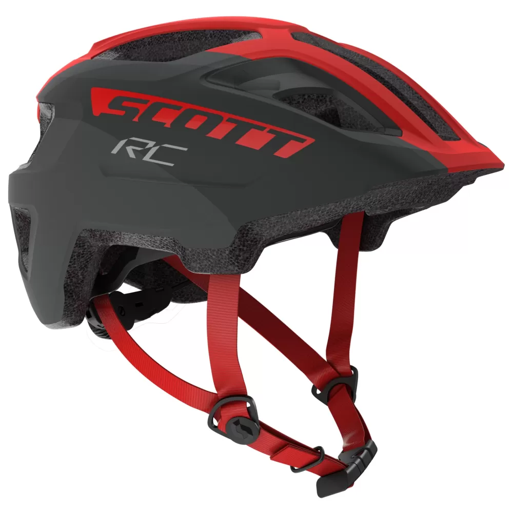 Scott Cykelhjelme | Spunto Junior M. LED Lys Hjelm - Sort/Rød grey/red RC