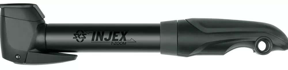 SKS Cykelpumper | Injex T-zoom Alu Minipumpe 256mm Multi Ventil 10bar/144psi - Sort