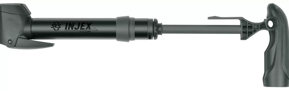 SKS Cykelpumper | Injex T-zoom Alu Minipumpe 256mm Multi Ventil 10bar/144psi - Sort