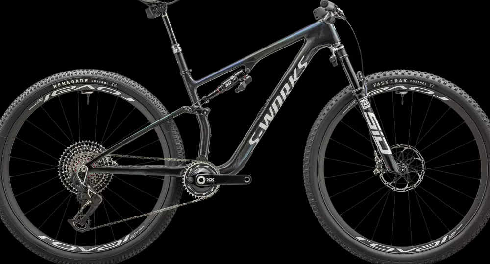 Specialized Mountainbikes | S-Works Epic 8 2025 - Blå Gloss Carbon/Astral Blue/Electric Green/Cyan Edge Fade/Metallic White Silver