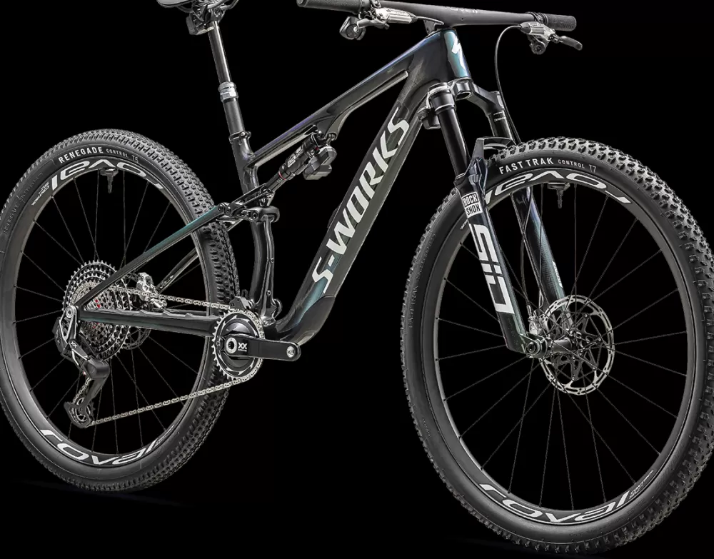 Specialized Mountainbikes | S-Works Epic 8 2025 - Blå Gloss Carbon/Astral Blue/Electric Green/Cyan Edge Fade/Metallic White Silver